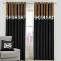 BROWN & BLACK DOUBLE TONE VELVET CURTAINS - SET OF 2 PANELS image 0