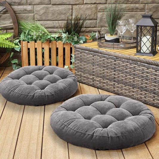 Pack of 2 Velvet Floor Cushions with Filling - Grey image 0