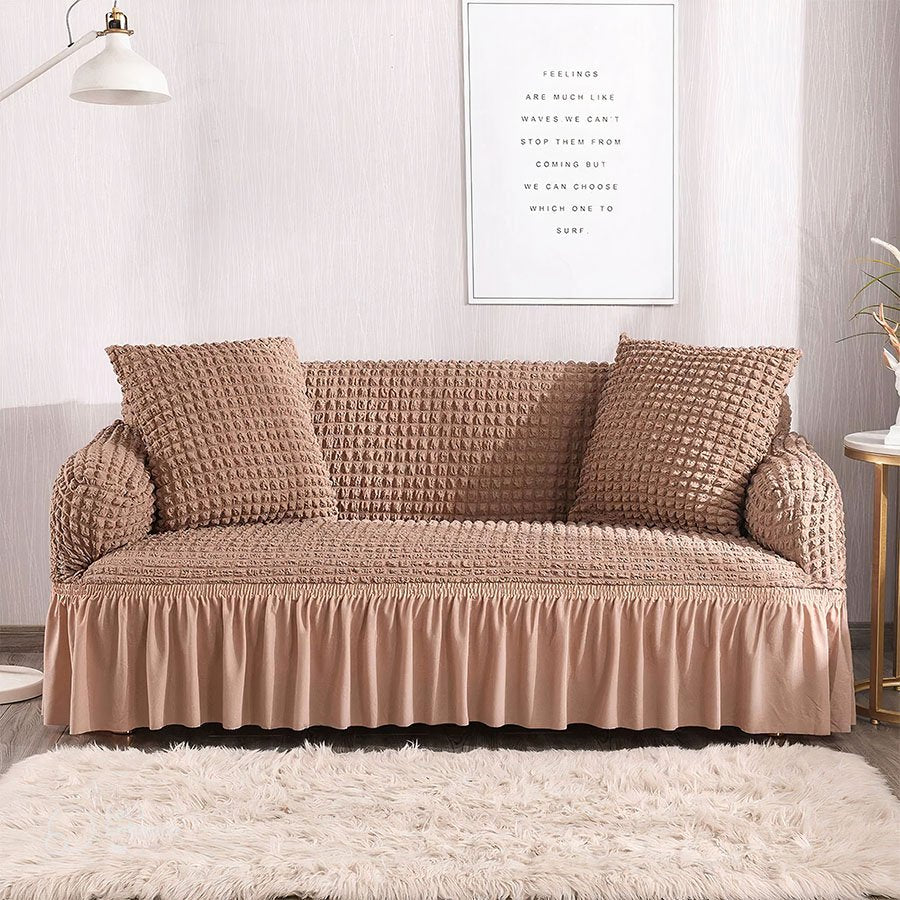 FITTED BUBBLE SOFA COVER - MOUSE BROWN image 0