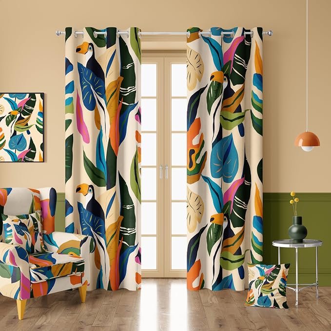 JUNGLE VOGUE DIGITAL PRINT VELVET CURTAINS – SET OF 2 PANELS image 0