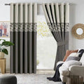 OFF WHITE & LIGHT GREY DOUBLE TONE VELVET CURTAINS - SET OF 2 PANELS image 0