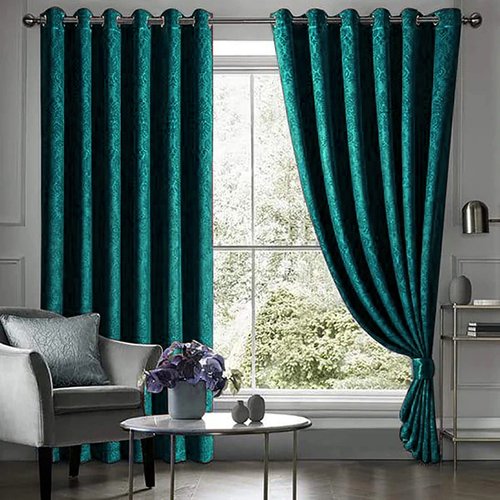 ZINC SELF PRINT VELVET CURTAINS - SET OF 2 PANELS image 0