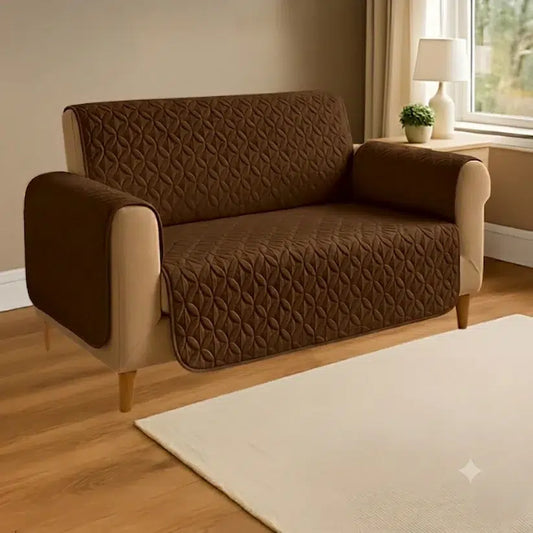 ULTRASONIC QUILTED SOFA RUNNER - BROWN image 0
