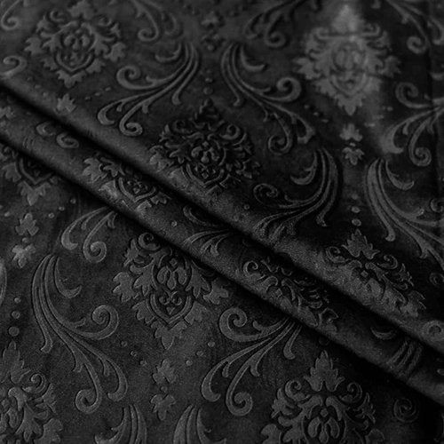 BLACK SELF PRINT VELVET CURTAINS - SET OF 2 PANELS image 2