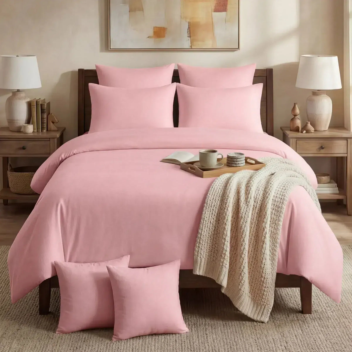 Cotton Duvet Cover Set - Baby Pink image 0