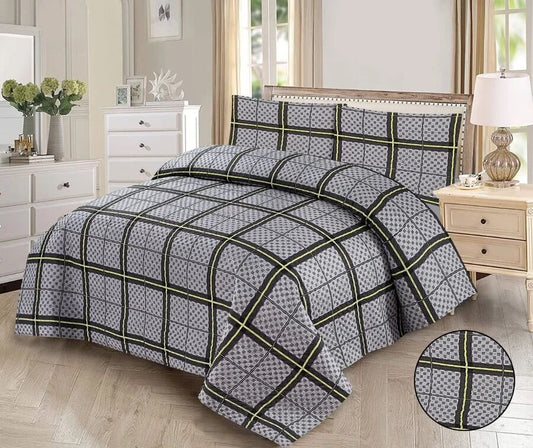 Pixel Plaid Printed Bedspread - 3Pcs image 0