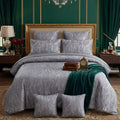 Texture Velvet Duvet Cover Set - Silver Grey image 0