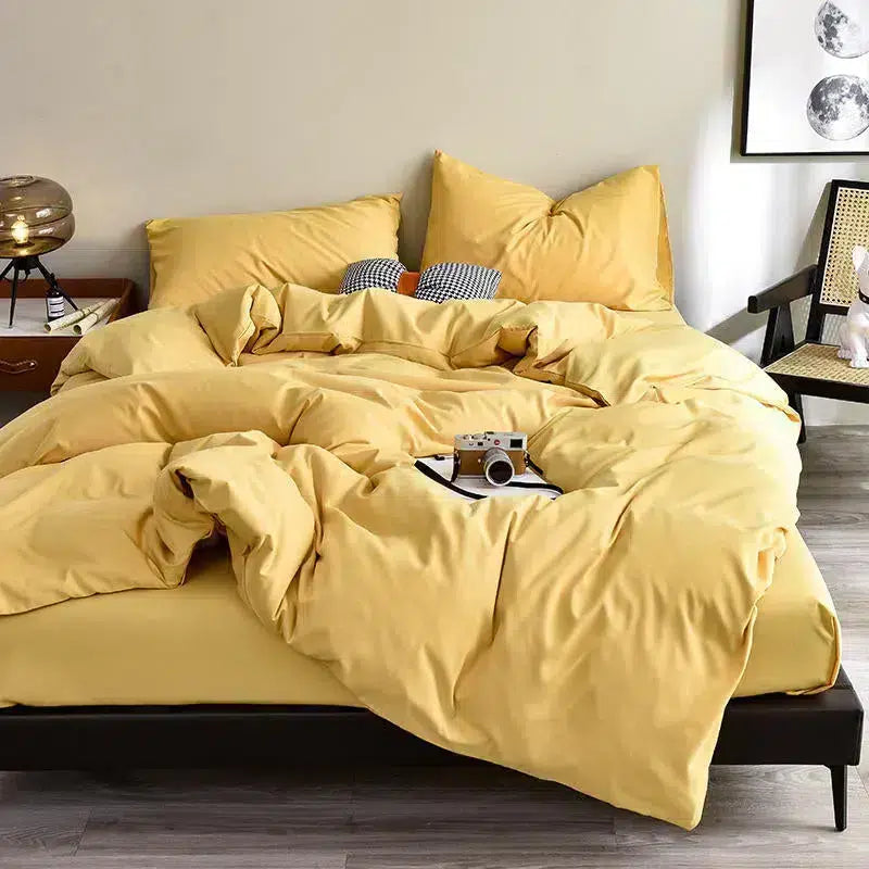 Cotton Reversible Duvet Cover Set - Yellow image 0