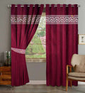 Luxury Velvet Curtains Front Versace Border - Maroon And Off White image 0
