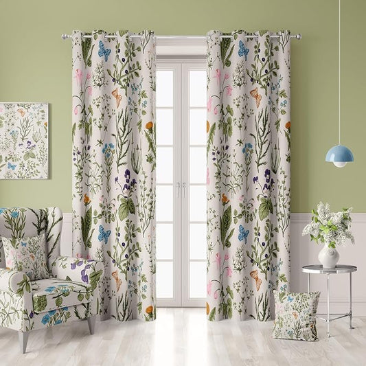 GARDEN WHIMSY DIGITAL PRINT VELVET CURTAINS – SET OF 2 PANELS image 0