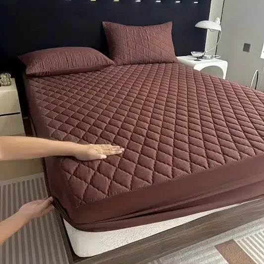 Cotton Quilted Waterproof Mattress Cover - Brown image 0