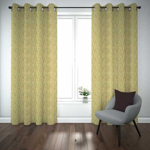 Premium Self Jacquard Curtains Fish Design Skin Golden ( 2 Curtain Set ) image 0