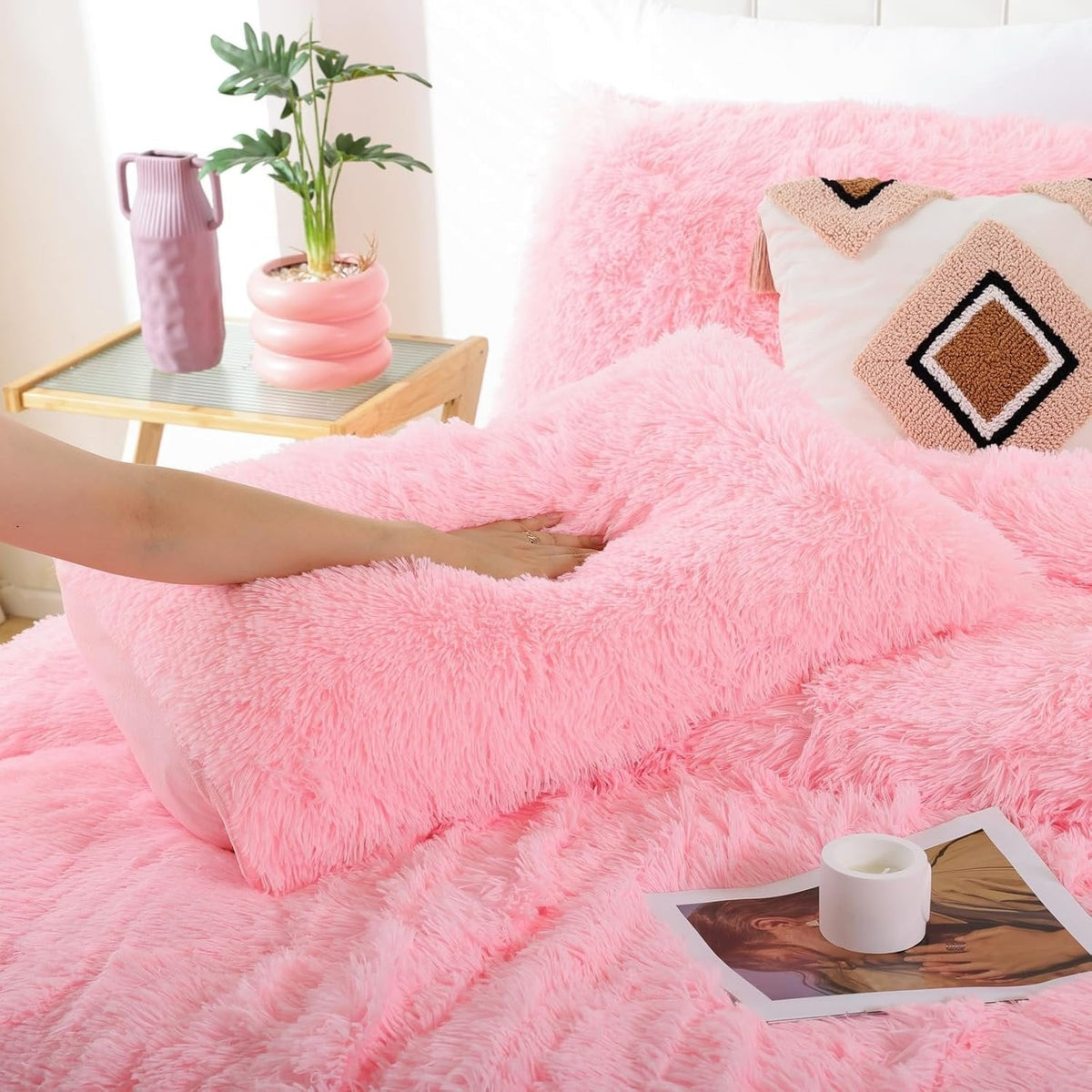 Shaggy Duvet Set - Baby Pink image 1