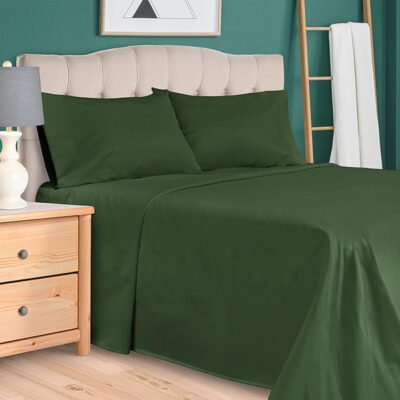 Plain Rich Cotton Bed Sheet Green image 0
