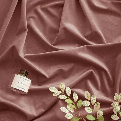 TEA PINK PLAIN SOLID VELVET CURTAINS - SET OF 2 PANELS image 2