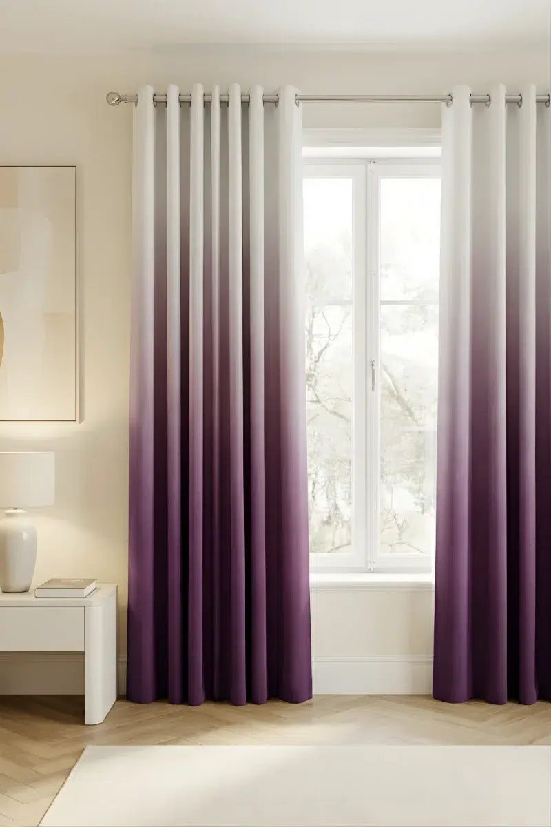 PLUM DIP-DYE OMBRE VELVET CURTAINS – SET OF 2 PANELS image 0