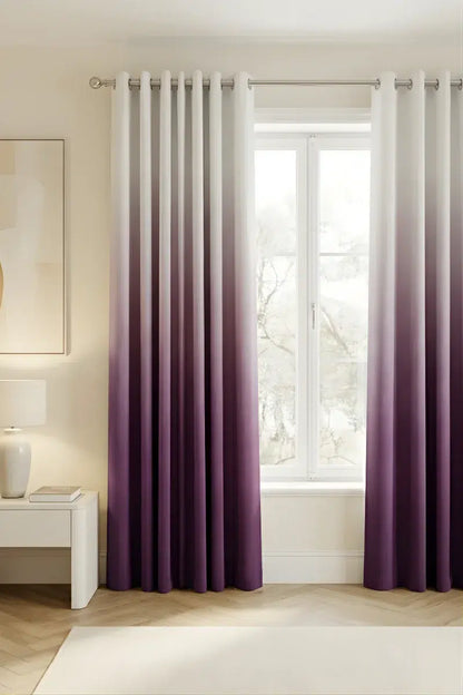 PLUM DIP-DYE OMBRE VELVET CURTAINS – SET OF 2 PANELS image 0