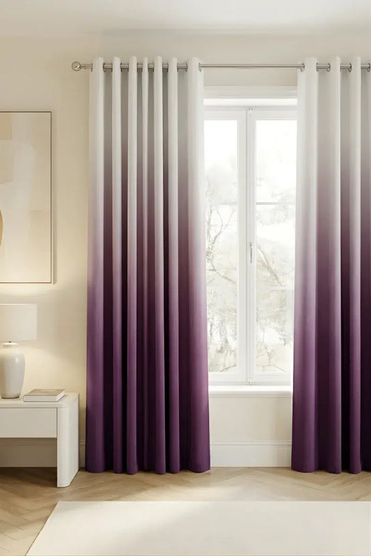 PLUM DIP-DYE OMBRE VELVET CURTAINS – SET OF 2 PANELS image 0