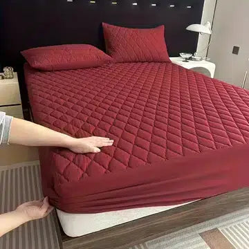 Cotton Quilted Waterproof Mattress Cover - Maroon image 0