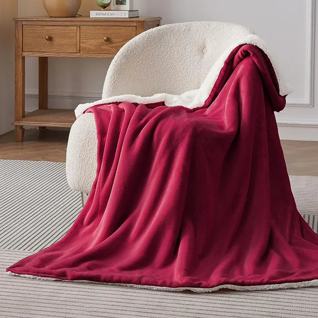 SHERPA FLEECE THROW BLANKET - RED image 0