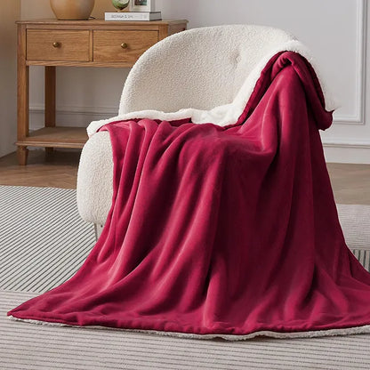 SHERPA FLEECE THROW BLANKET - RED image 0