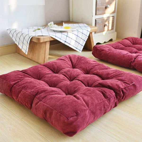 Square Velvet Floor Cushions - Maroon image 0