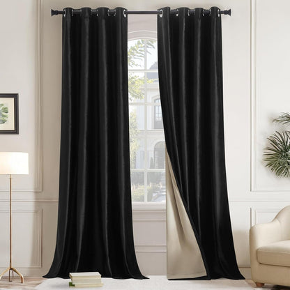 Premium Velvet Blackout Curtains Black ( 2 Curtains Set ) image 0