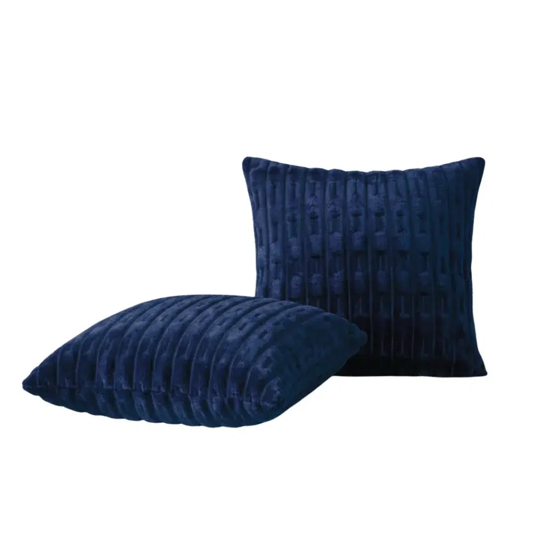 EMBOSSED FLEECE CUSHION COVERS - NAVY BLUE image 1