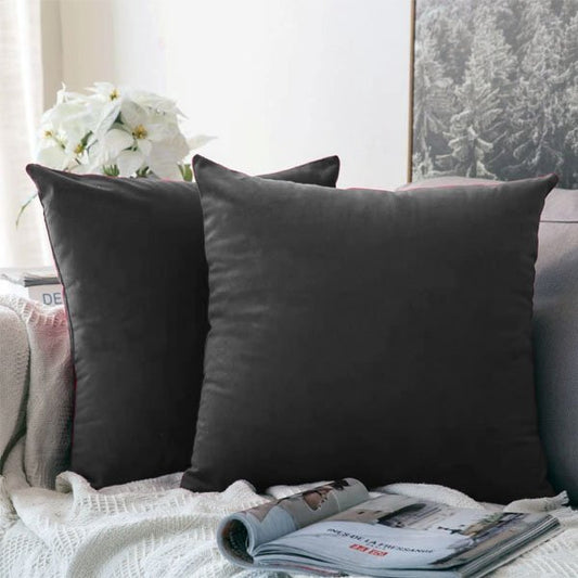 Plain Soft Feel Velvet Cushion Covers Dark Grey 16 x 16  ( Without Filling ) image 0