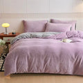 Velvet Reversible Duvet Cover Set - Lilac & Grey image 0