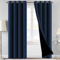 SELF JACQUARD BLACKOUT CURTAINS - NAVY BLUE image 0