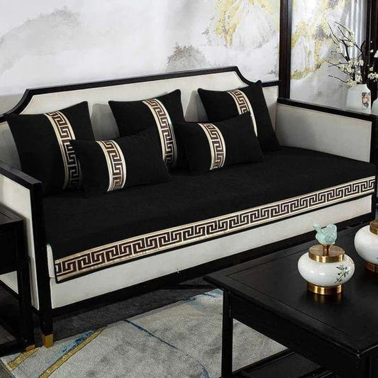 Velvet Sofa Covers Splendid with Cushion Covers Black image 0