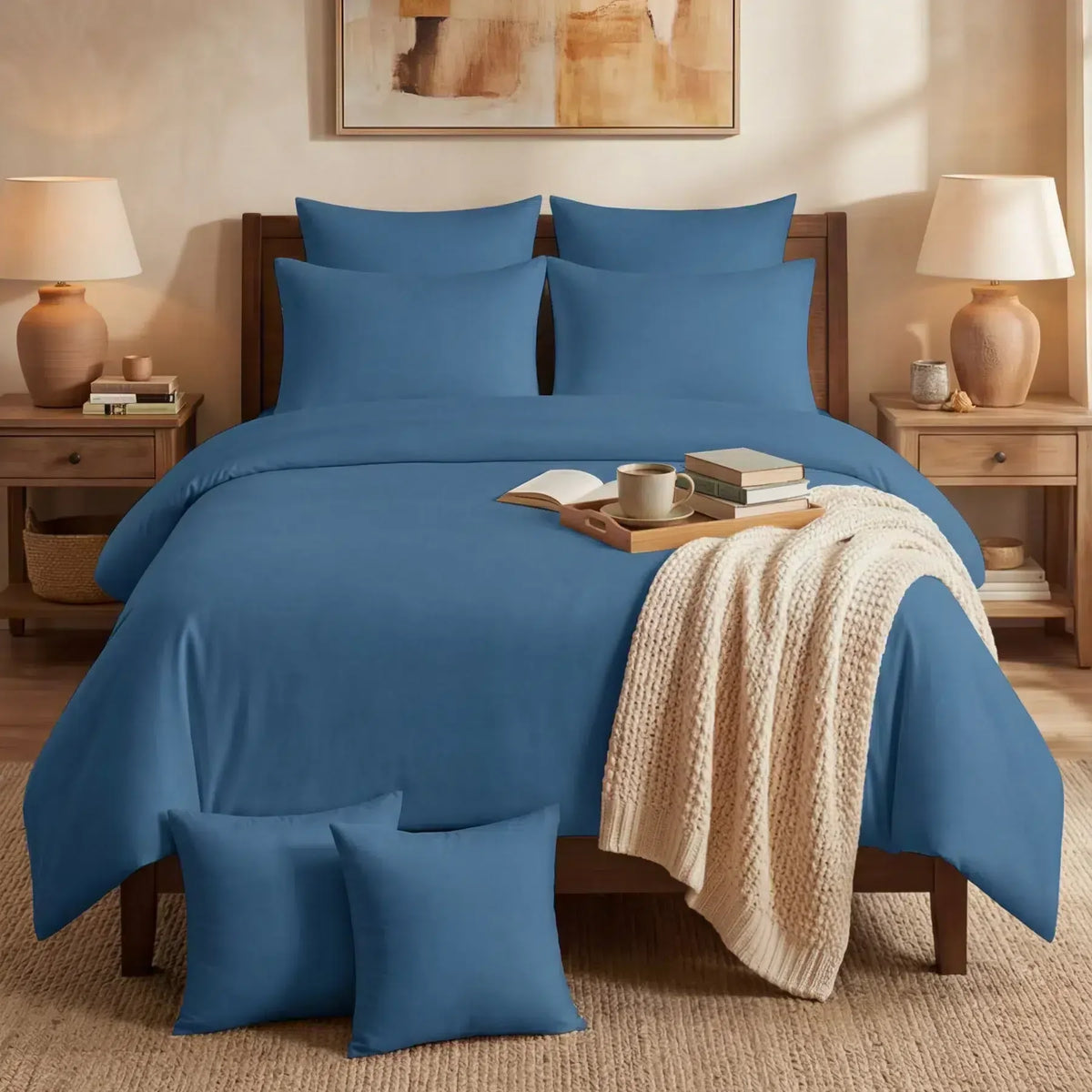 Cotton Duvet Cover Set - Dusty Blue image 0