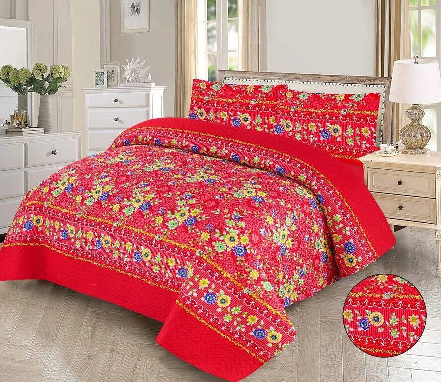 Floral Fiesta Printed Bedspread - 3Pcs image 0