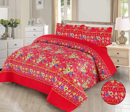Floral Fiesta Printed Bedspread - 3Pcs image 0
