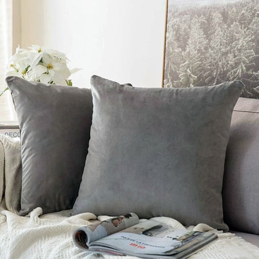 Plain Soft Feel Velvet Cushion Covers Light Grey 16 x 16  ( Without Filling ) image 0