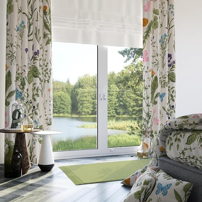 GARDEN WHIMSY DIGITAL PRINT VELVET CURTAINS – SET OF 2 PANELS image 1