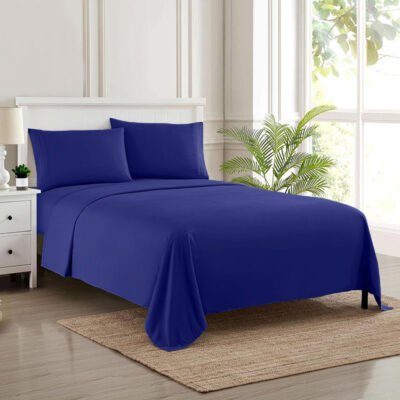 Velvet Flat Bed Sheet Navy Blue image 0