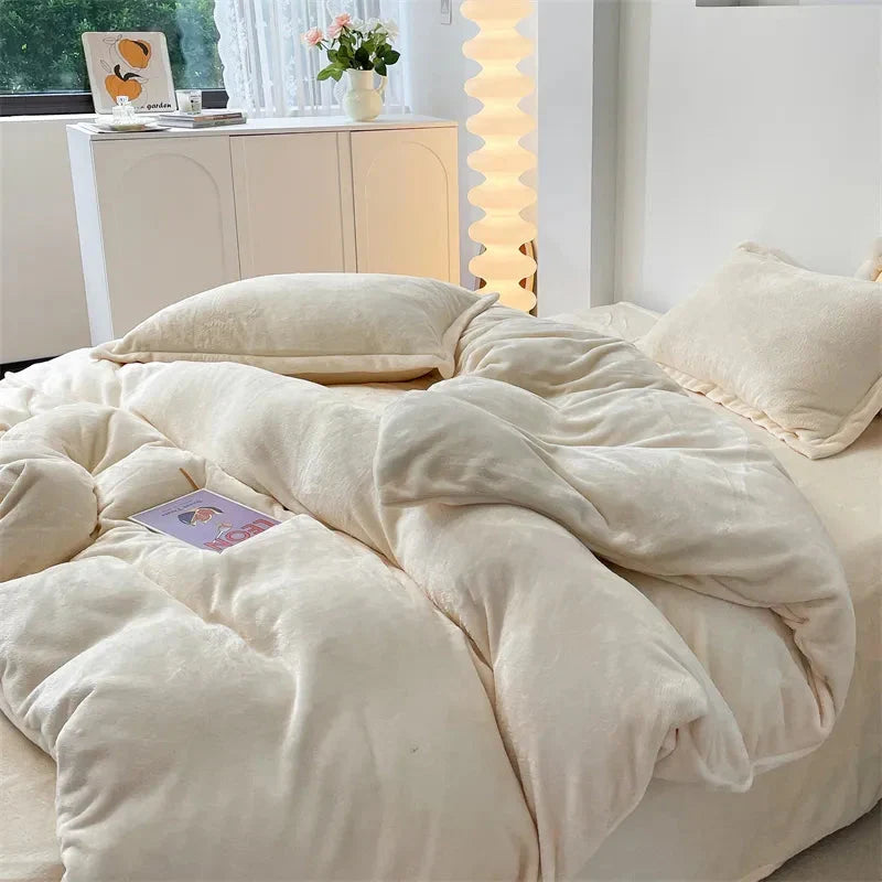 Velvet Reversible Duvet Cover Set - Off White image 1