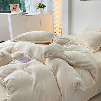 Velvet Reversible Duvet Cover Set - Off White image 1
