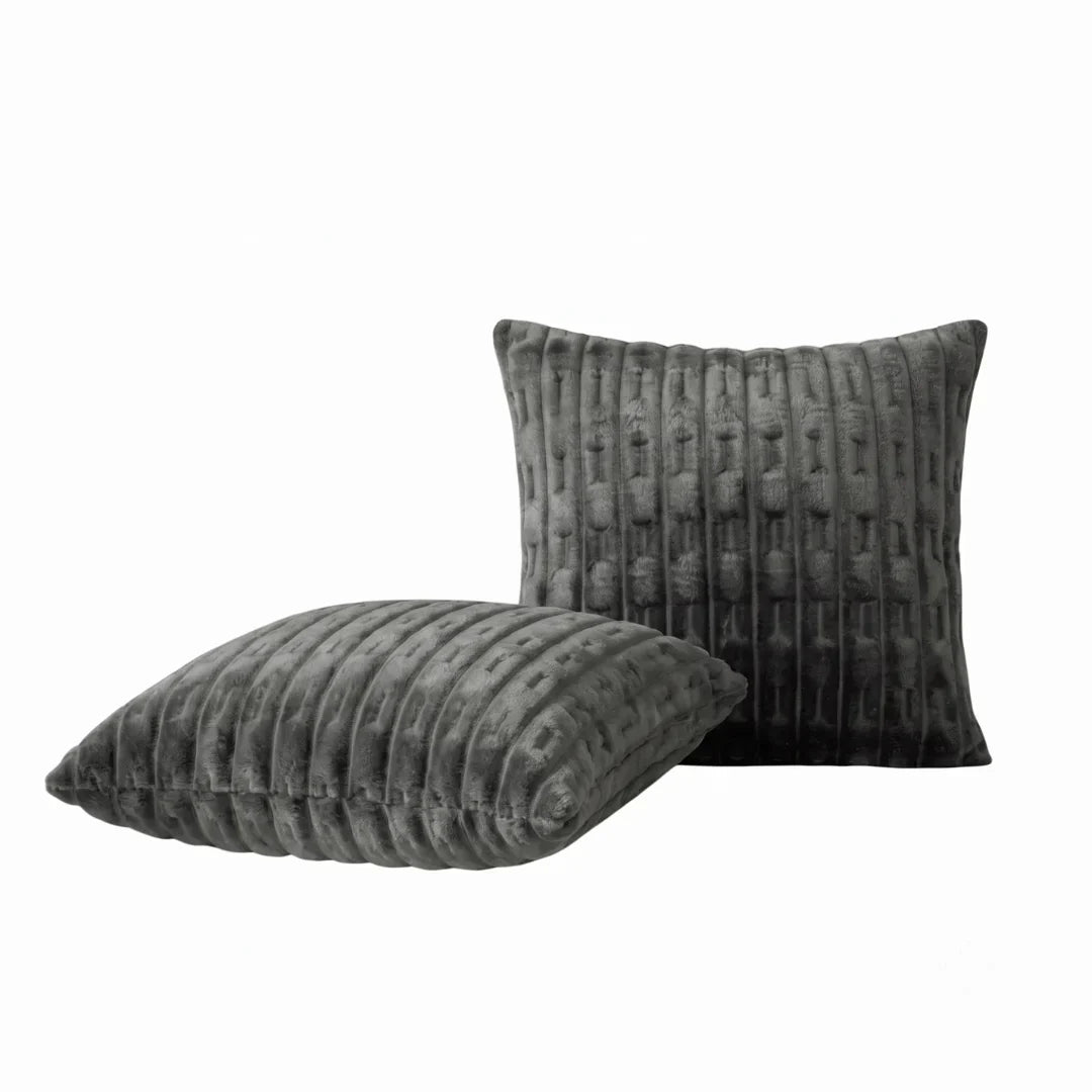 EMBOSSED FLEECE CUSHION COVERS - GREY image 1