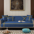 Velvet Sofa Runner with Cushion Covers Blue image 0