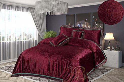 Self Design Velvet Bedsheet Maroon image 0