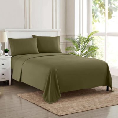 Velvet Flat Bed Sheet Olive image 0