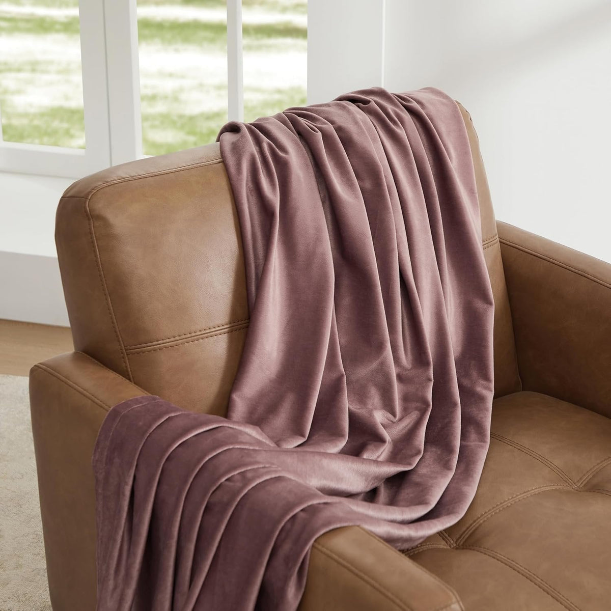 Premium Velvet Blackout Curtains Blush Pink ( 2 Curtains Set ) image 2