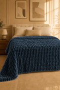 TEXTURED PLUSH BLANKET - DEEP SLATE BLUE image 0