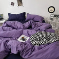 Cotton Reversible Duvet Cover Set - Purple & Navy Blue image 0