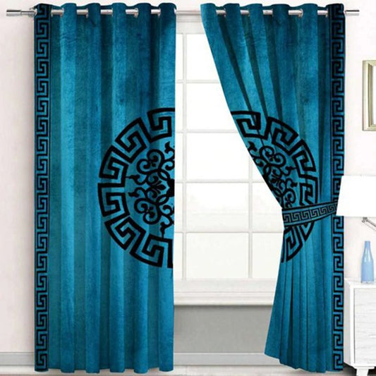 ZINC & BLACK SPLENDID GREEK VELVET CURTAINS - SET OF 2 PANELS image 0