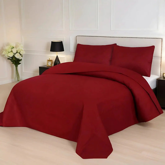 Maroon BedSpread Set - 3Pcs image 0