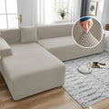L-Shape Stripe Jacquard Sofa Covers - Beige image 0